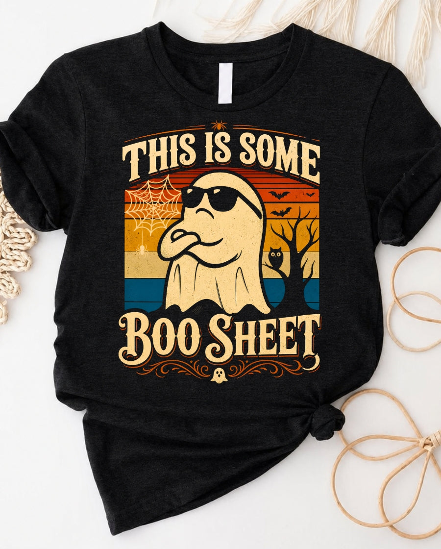 This is some boo sheet t-shirt with sassy ghost graphic and Halloween pun