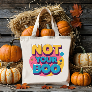 Tote bag with “Not Your Boo” meme text in bold font – Halloween design by Memez Store