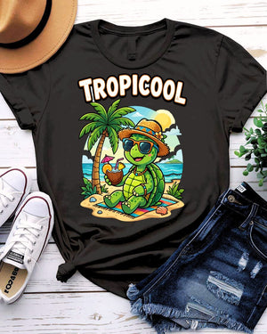 Tropicool tortoise summer tee with sunglasses graphic
