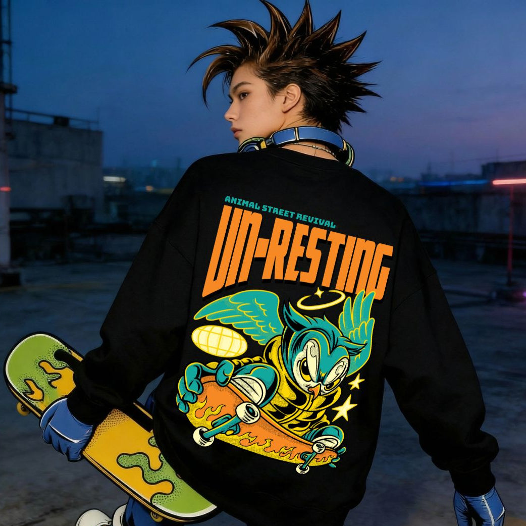 Un Resting streetwear crewneck sweatshirt graphic urban lounge pullover