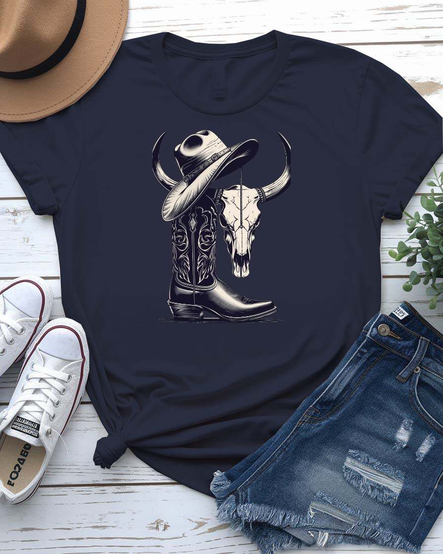 “Unisex cow boy accessories typography tee”