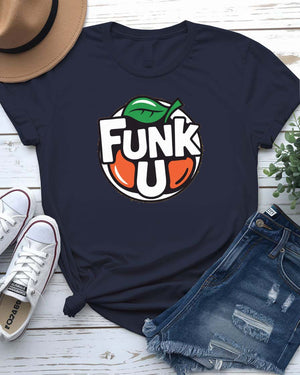 Unisex t-shirt with bold “Funk You” parody meme design in retro fot, perfect for fans of sarcasm, attitude, and humorous fashion.