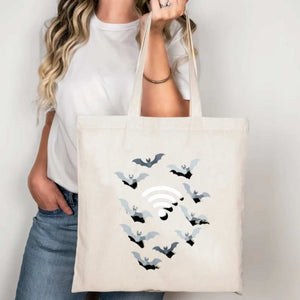WIFI Bat Tote Bag funny meme design by Memez Store