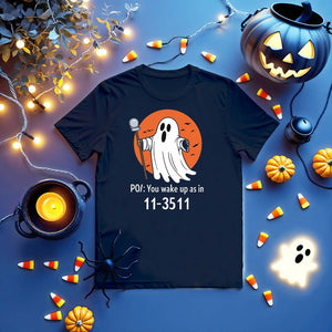 Unisex Halloween ghost shirt with funny morning quote