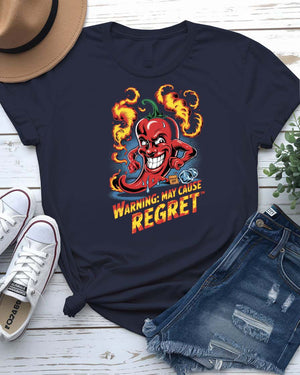 “Warning May Cause Regret” funny food meme t-shirt
