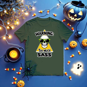 Warning Too Much Sass Funny Skull Tee by Memez Store – Unisex Graphic Meme T-shirt