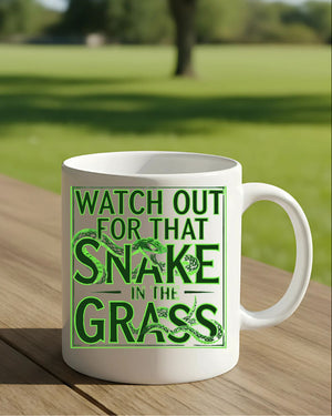Snake in the Grass coffee cup meme design
