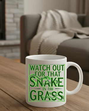 Snake in the Grass coffee cup meme design