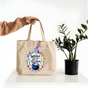 “Witches City Yo Sticks Together Tote Bag – Funny Halloween Witch Canvas Tote”