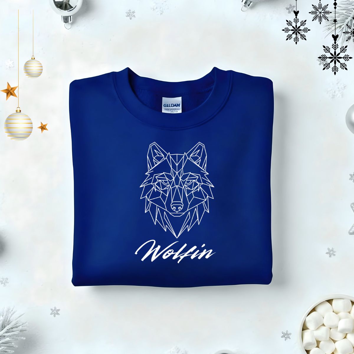 Wolfin Typographical Embroidered Sweatshirt – funny food lover sweatshirt with minimalist embroidered text, soft unisex fleece pullover from Memez.Store, perfect for fast eaters and bold personalities.