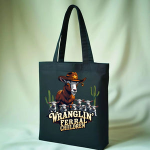 Wranglin Tote Bag with western cowboy design
