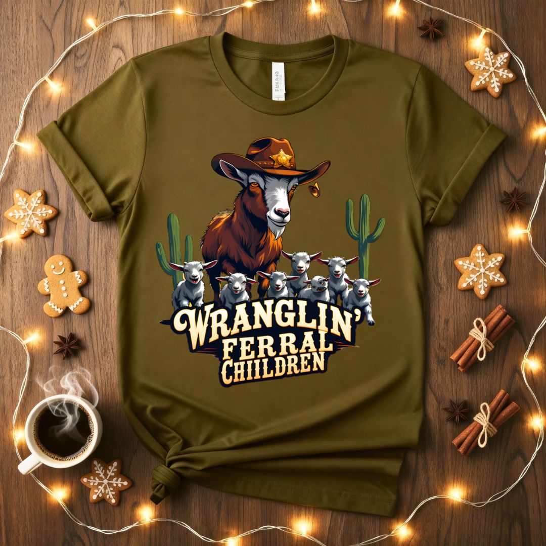 Wranglin' Meme Funny T-Shirt with cowboy text design