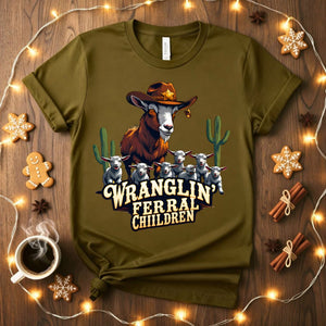 Wranglin' Meme Funny T-Shirt with cowboy text design
