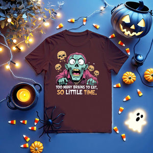 Too Many Brain To Eat graphic tee on model