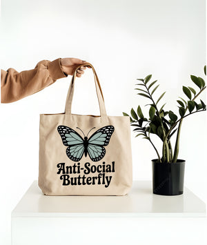 anti social butterfly tote bag
