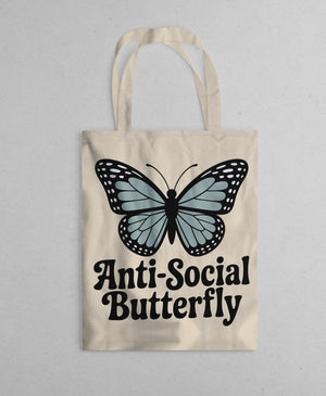 anti social butterfly tote bag