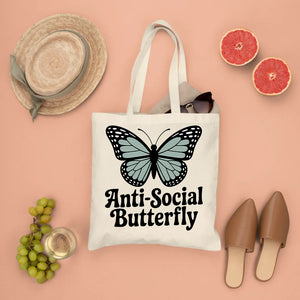 anti social butterfly tote bag