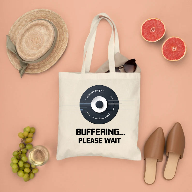 buffering tote bag meme