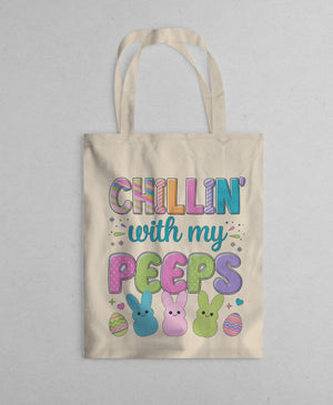 chillin with my peeps tote bag