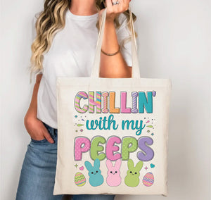 chillin with my peeps tote bag