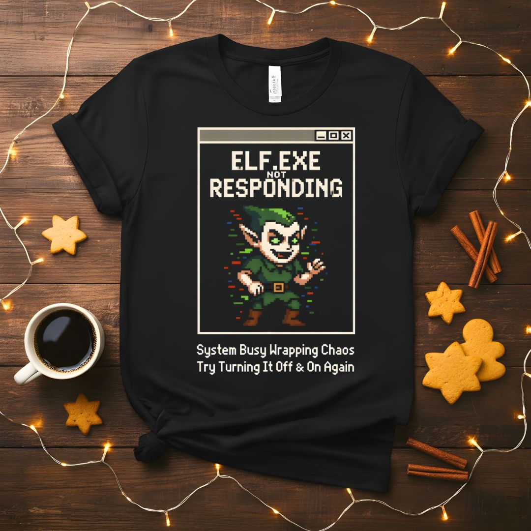 elf.exe Not Responding Windows Error Parody Christmas T-Shirt
