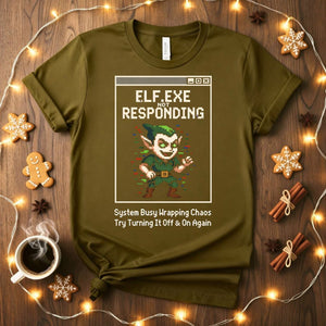 elf.exe Not Responding Windows Error Parody Christmas T-Shirt