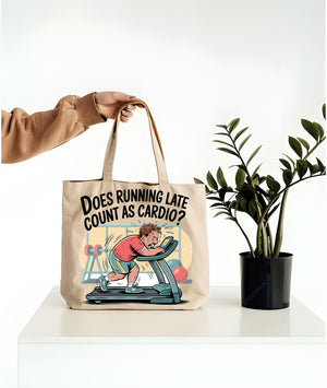 funny cardio meme tote bag