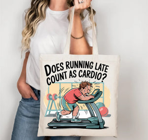 funny cardio meme tote bag
