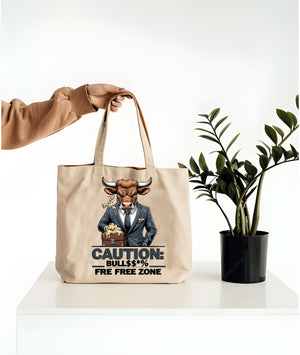 funny caution please tote bag