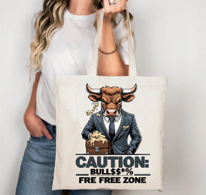 funny caution please tote bag