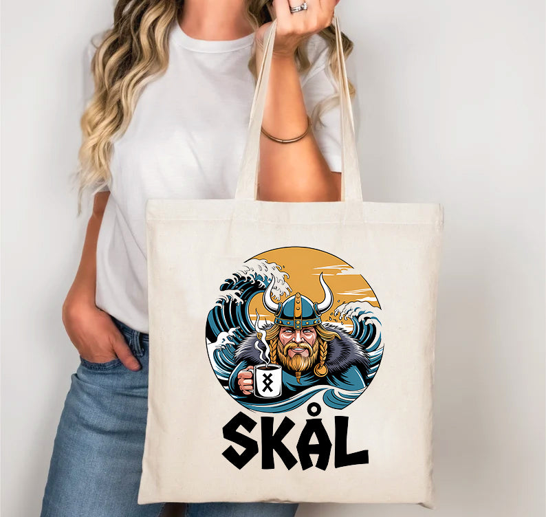 Skål Tote Bag – Viking Toast Humor Canvas by Memez Store