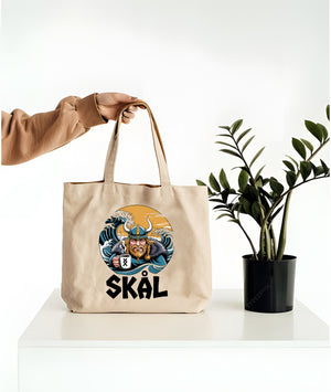 Skål Tote Bag – Viking Toast Humor Canvas by Memez Store