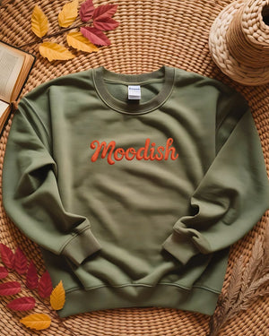 Funny embroidered moodish crewneck sweatshirt