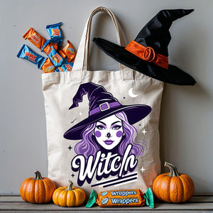 “Funny Halloween witchy tote bag by Memez Store”