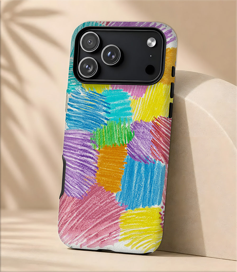 Colorful Crayon Patchwork Tough Magnetic Phone Case