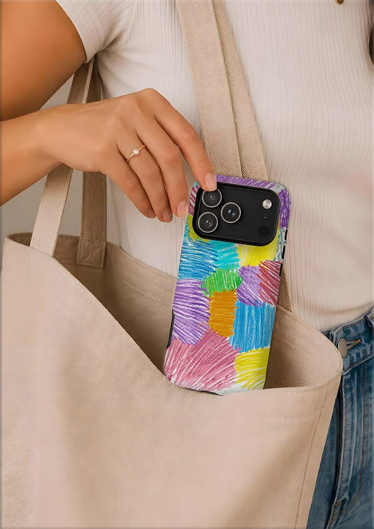 Colorful Crayon Patchwork Tough Magnetic Phone Case