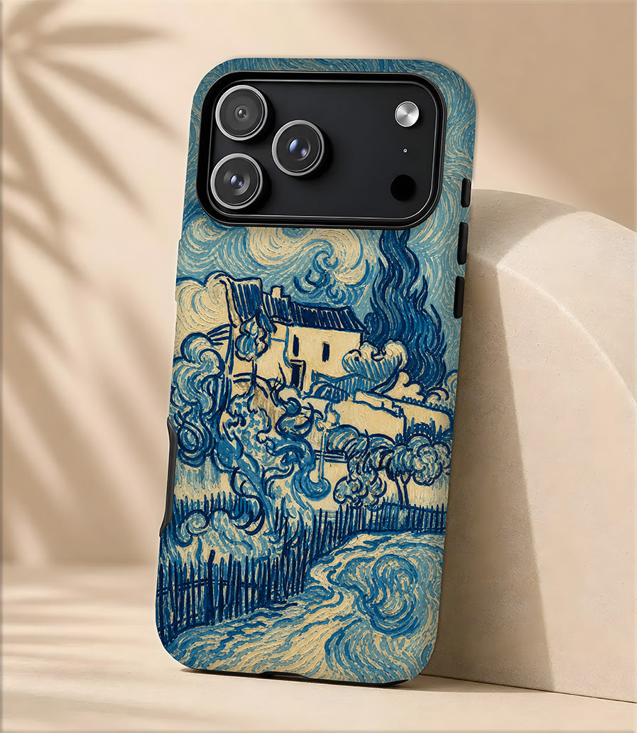 Phone Case — Blue Vintage Village Art Tough Magnetic Case