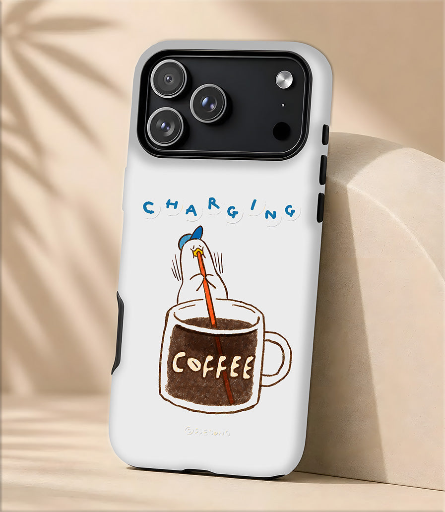 Coffee Charging Magnetic Phone Case — 'Charging' Cute Coffee Mug Design