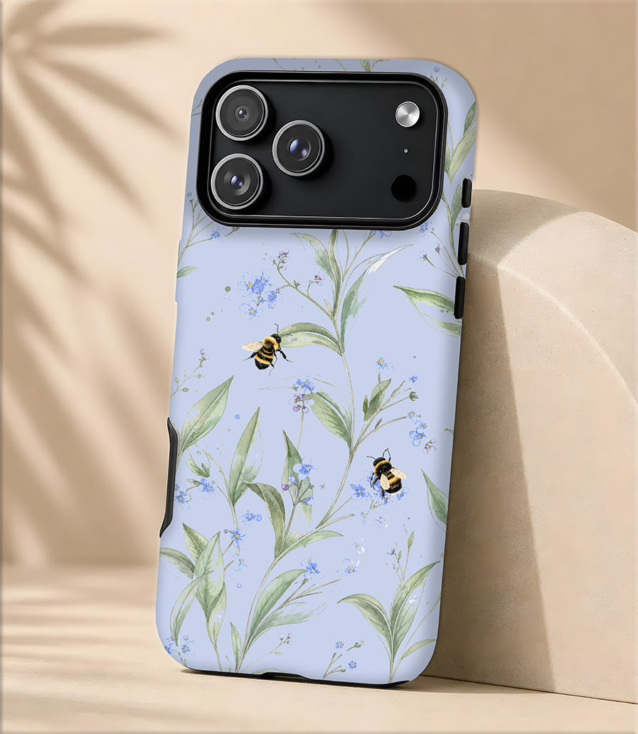 Bee Floral Tough Magnetic Phone Case — Protective Floral iPhone Cover