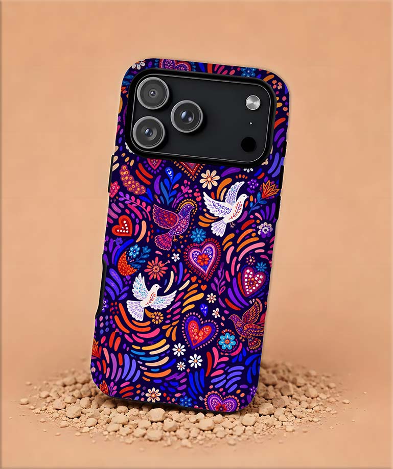 doves hearts flowers love birds Magnetic Phone Case
