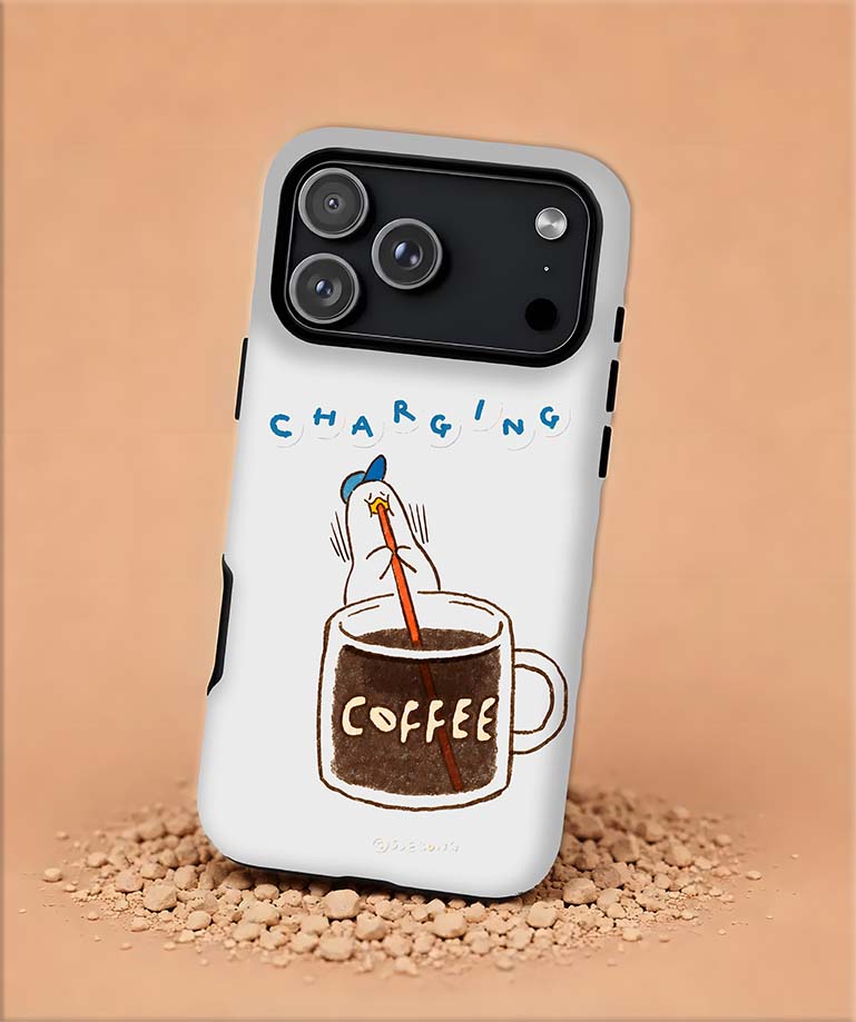 Coffee Charging Magnetic Phone Case — 'Charging' Cute Coffee Mug Design