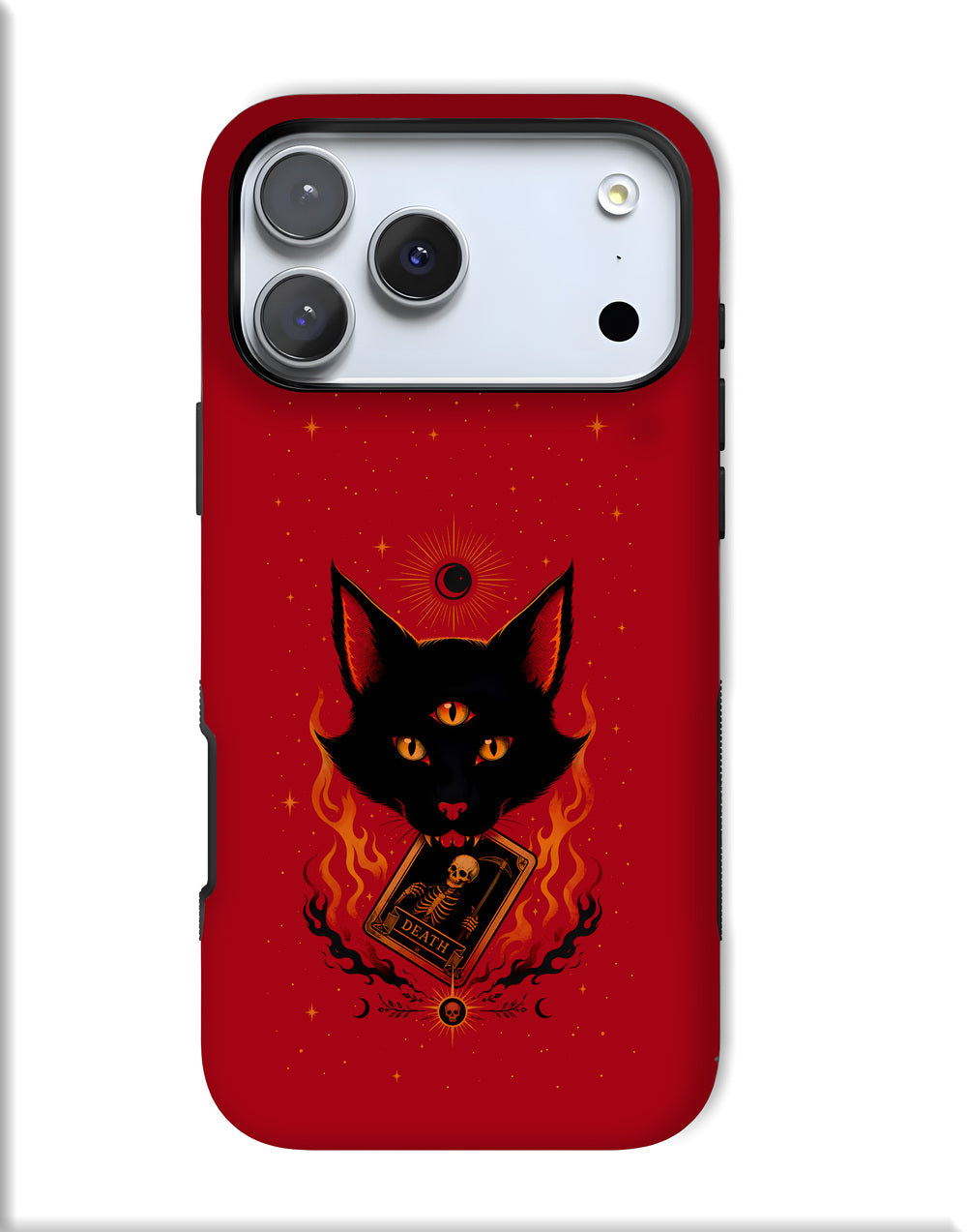 Mystic Triple-Eye Cat Tough Magnetic Phone Case — Red Occult Design