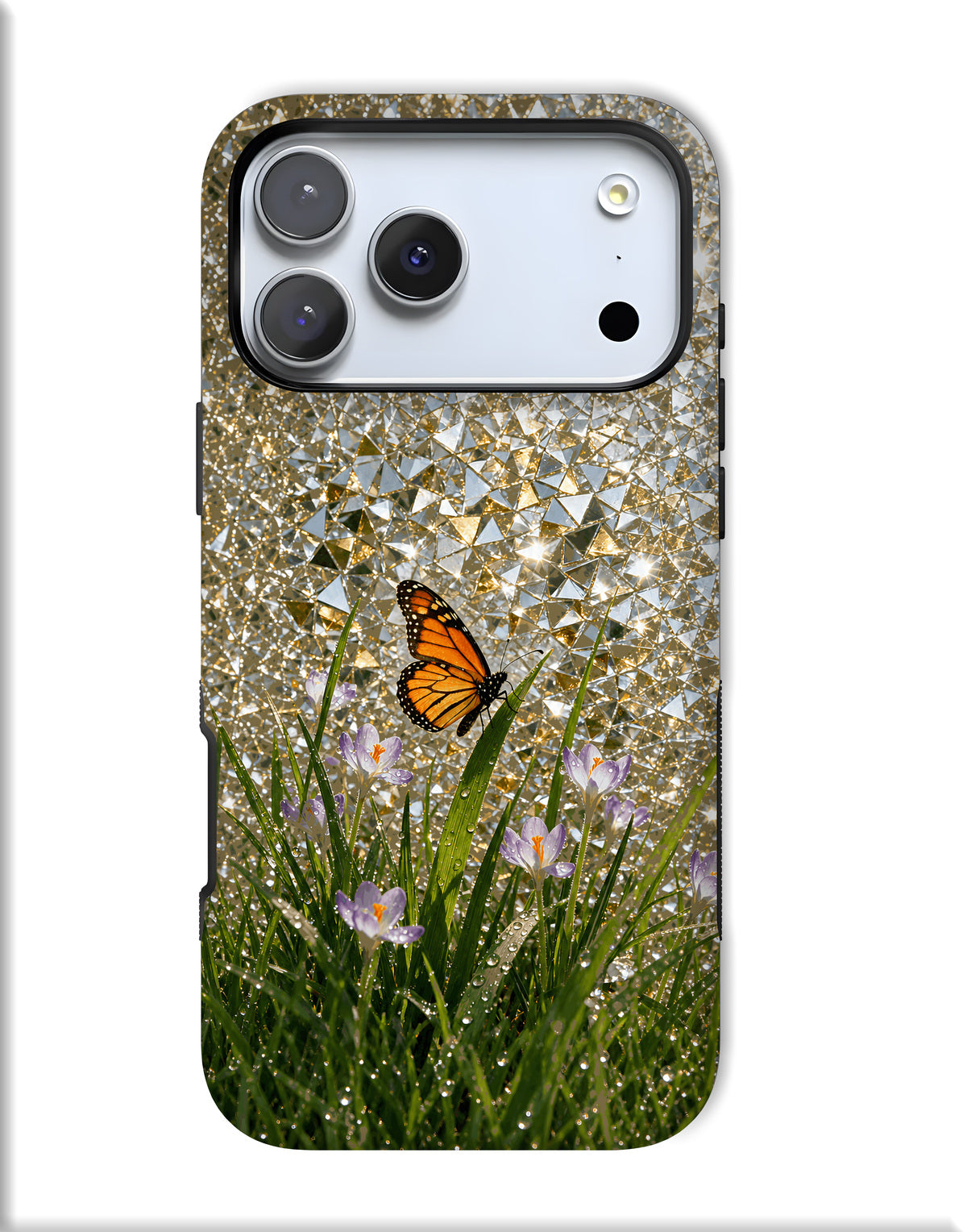 Butterfly Meadow Magnetic Phone Case — Sparkling Gold Crystal Design