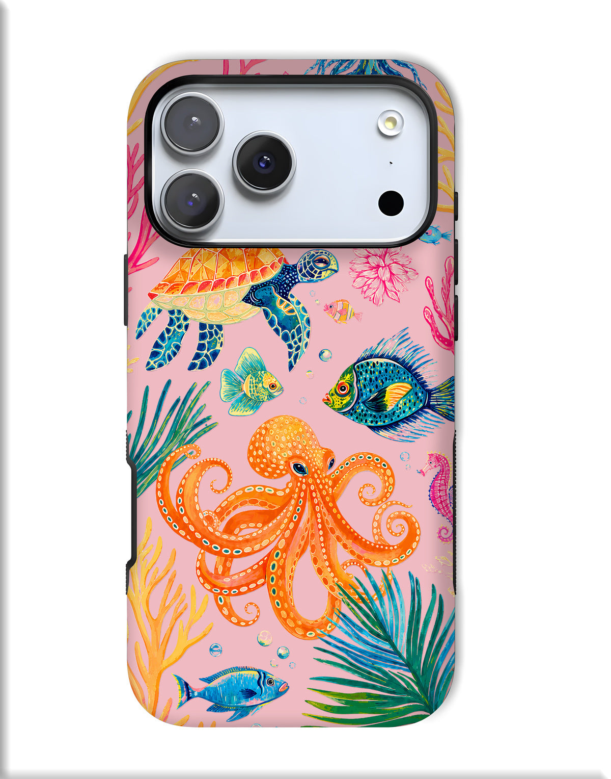 Ocean Friends Tough Magnetic Phone Case — Pink Octopus, Turtle & Fish Design