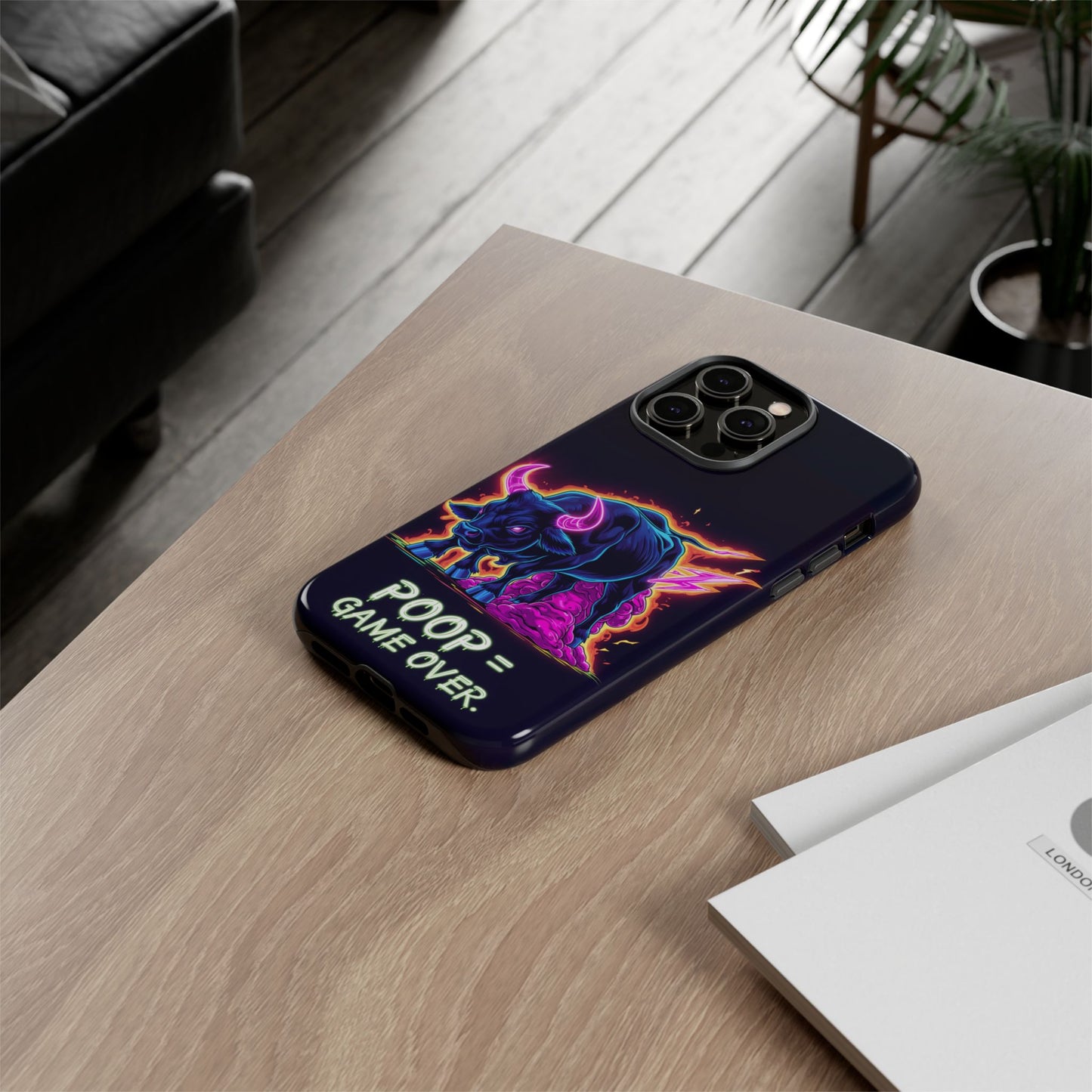Poop , Game Over Bull in Action, I phone mobile Case By Memez Store