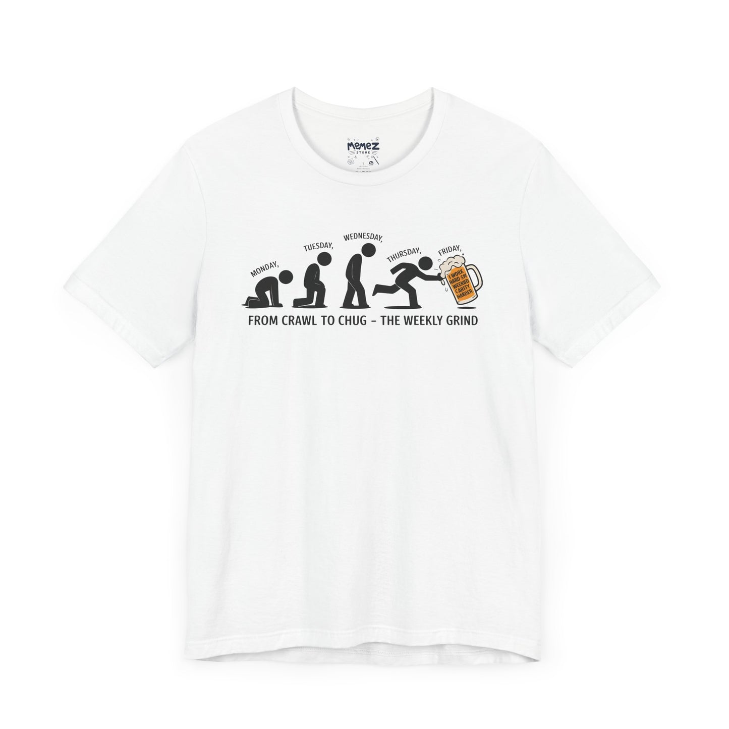 Funny Meme Unisex Tee - Crawl To Chug Design Beer Funny Meme Stee