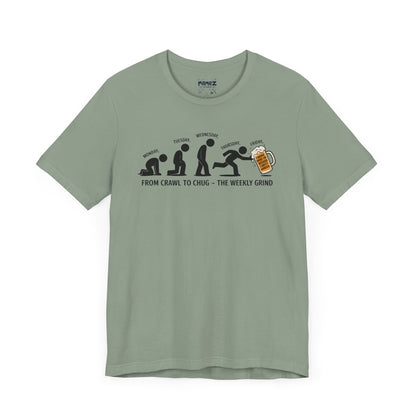 Funny Meme Unisex Tee - Crawl To Chug Design Beer Funny Meme Stee