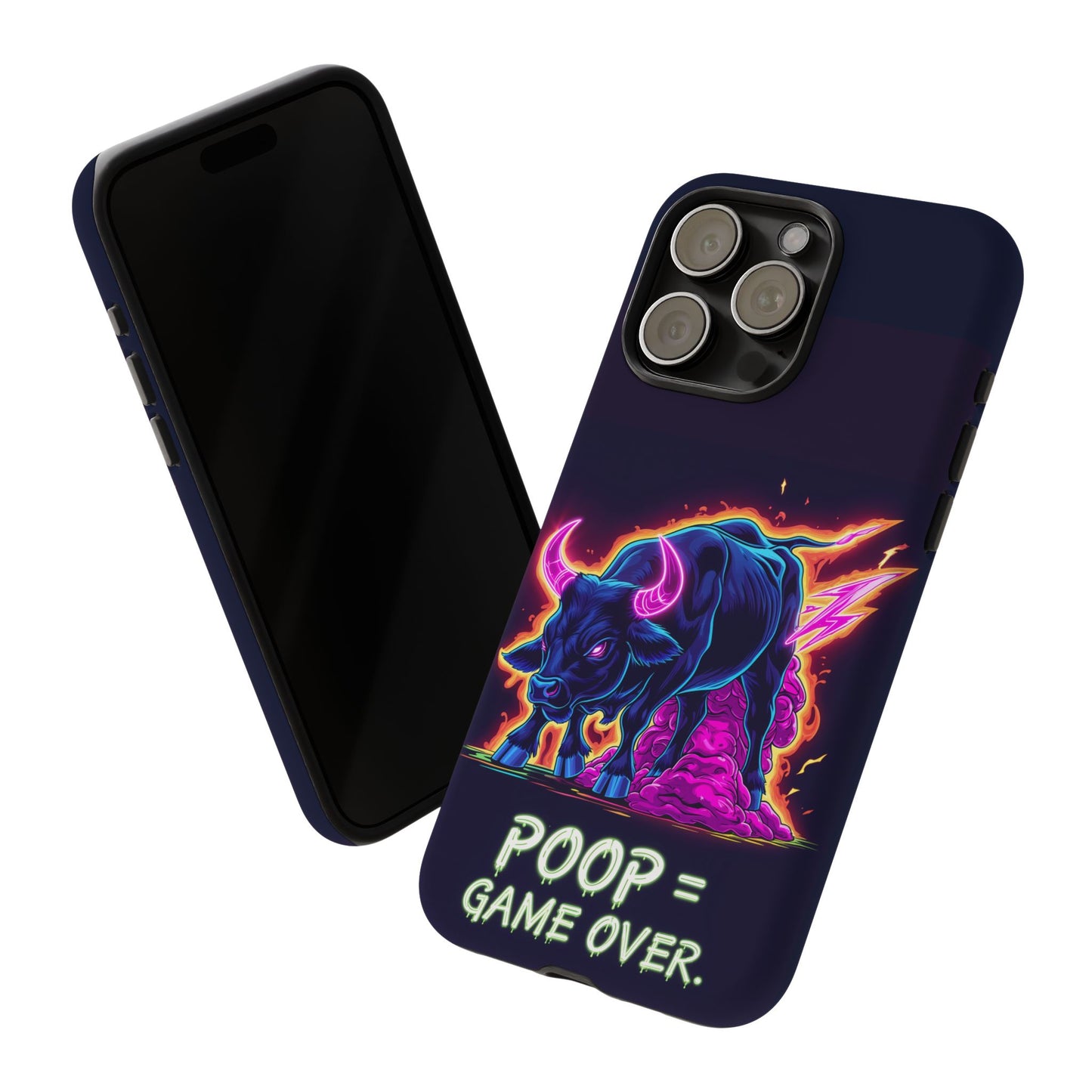Poop , Game Over Bull in Action, I phone mobile Case By Memez Store
