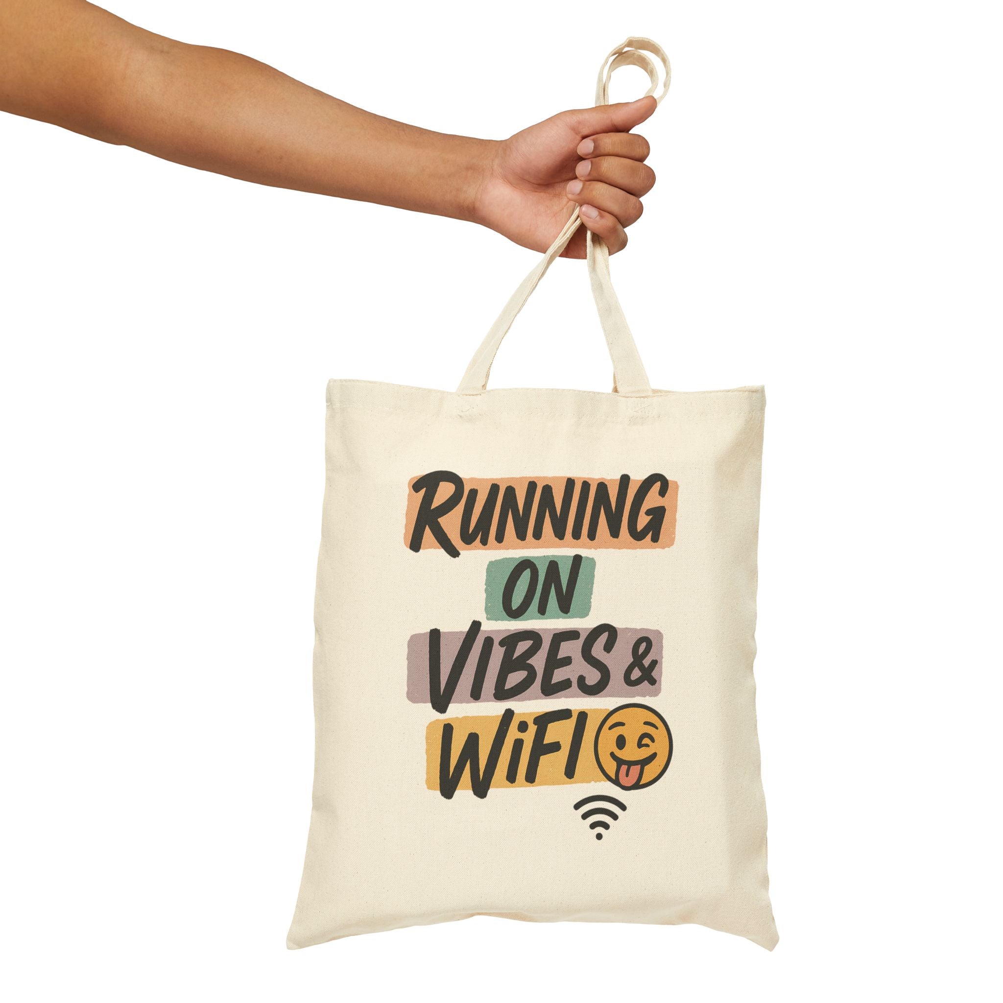 Running on Vibes and WIFI Funny Tote Bag By memez Store