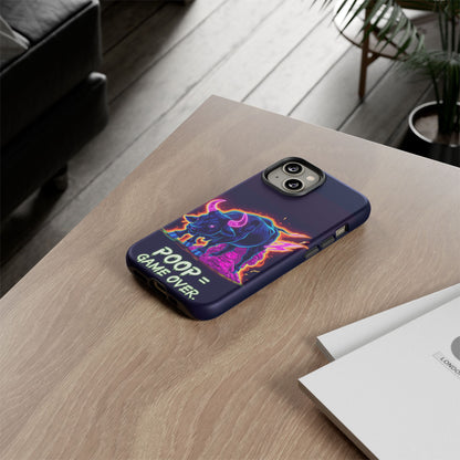 Poop , Game Over Bull in Action, I phone mobile Case By Memez Store